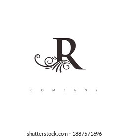 initial R logo with ornament