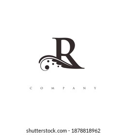 initial R logo with ornament symbol
