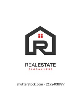 Initial R logo with real estate concept