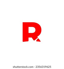 El logotipo inicial R es rojo con las piernas separadas