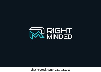 Initial R and M Logo Design with Outline Concept. RM Logo with Simple Line Style. Suitable for Business or Technology Logo