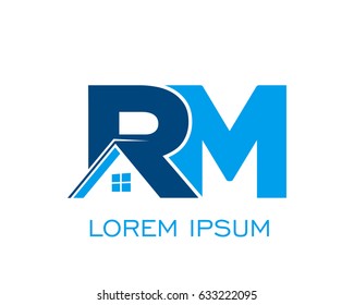 Initial R M Real Estate Logo Vector