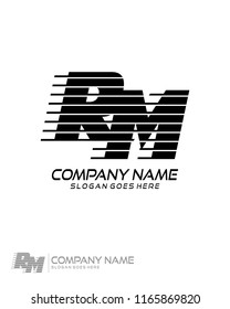 Initial R M speed line logo template vector