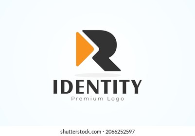 Initial R Media Logo, letter R with Play button combination, Usable for Brand and  company Logos, Flat Design Logo Template, vector illustration
