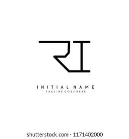 Initial R I minimalist modern logo identity vector