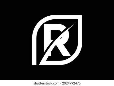Initial R monogram alphabet with abstract leaf. Eco-friendly logo concept. Font emblem. Modern vector logo for ecological business and company identity