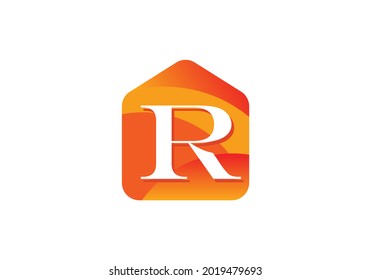 Initial R monogram alphabet with home logo concept. Modern vector logo for ecological business and company identity