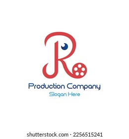 Initial R monogram alphabet incorporated with film reel. Video and movie logo concept. Font emblem. Logo for the entertainment business and company identity