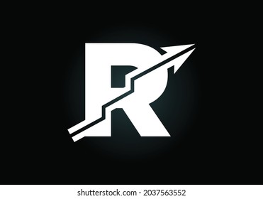 Initial R monogram alphabet symbol design incorporated with the arrow. Financial or success logo concept. Font emblem. Logo for business and company identity