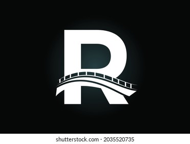 Initial R monogram letter alphabet with bridge sign. Abstract bridge logo design template. Modern vector logo for construction business and company identity.
