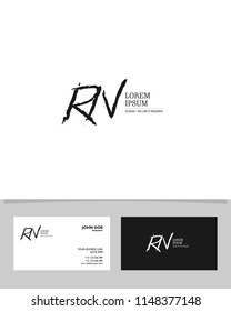 Initial R N brush logo identity vector template