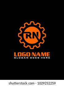 Initial R & N gear logo template vector