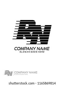 Initial R N speed line logo template vector