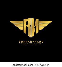 Initial R N wing logo template vector