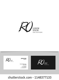 Initial R O brush logo identity vector template