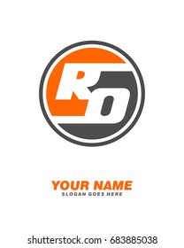 Initial R O circle logo template vector