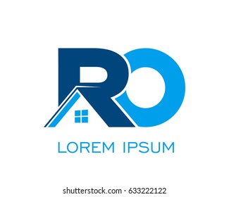 initial R O real estate logo vector