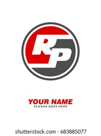 Initial R P circle logo template vector