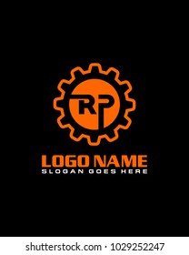 Initial R & P gear logo template vector