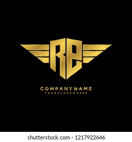 Initial R P wing logo template vector