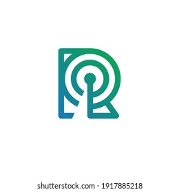 Initial R Radar Logo Design Vector