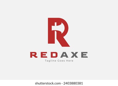 Initial R Red Axe logo. Letter R with Axel combination. usable for brand and business logos. flat design logo template element. vector illustration
