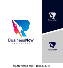 Initial R with Rocket logo design vector template, Illustration Rocket design Concept, Icon symbol