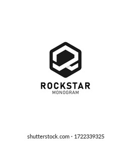 Initial R Rockstar Monogram Logo Design