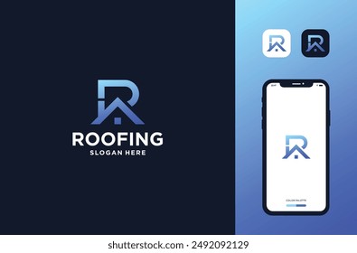 inicial r con diseño de logotipo de techo inspiraciones