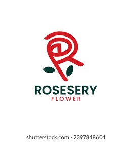 Inicial R rosa flor bello logo de diseño vector. Identidad del logotipo de la carta R para marca, negocios, bienes raíces, facción y marca elegante