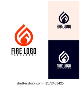 Initial R S F with Fire logo design vector, Fire icon simple logo design template