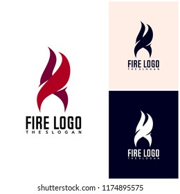 Initial R S F with Fire logo design vector, Fire icon simple logo design template