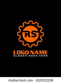 Initial R & S gear logo template vector