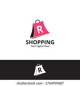 Initial  R Shop Logo designs Template. Illustration vector graphic of  letter R and shop bag combination logo design concept. Perfect for Ecommerce,sale, discount or store web element. Company emblem