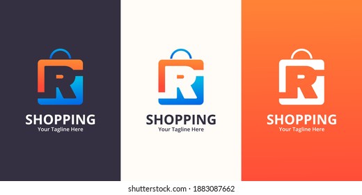 Initial  R Shop Logo designs Template. Illustration vector graphic of  letter and shop bag combination logo design concept. Perfect for Ecommerce,sale, discount or store web element. Company emblem