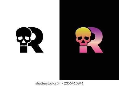 Initial R Skull Logo Design. Letter R Skull Logo or icon template design.