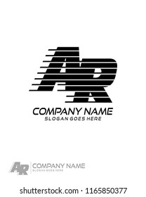 Initial A R speed line logo template vector