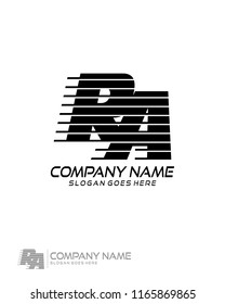 Initial R A speed line logo template vector