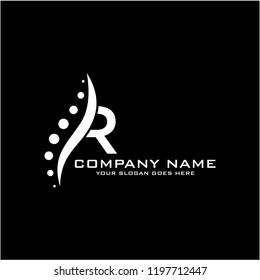 Initial R spine logo concept vector with spine template vector.