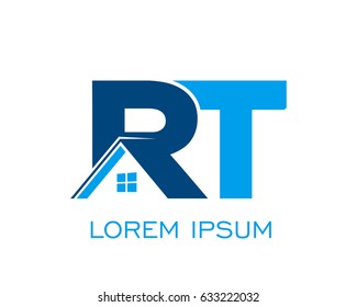 initial R T real estate logo vector