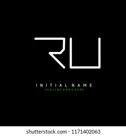Initial R U minimalist modern logo identity vector