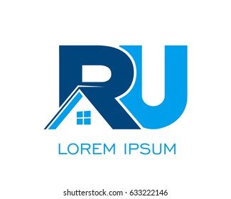 initial R U real estate logo vector