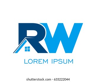 initial R W real estate logo vector