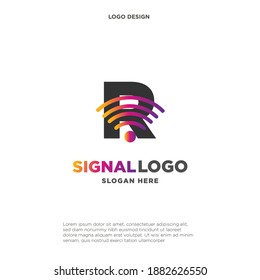 comunicación de conexión inalámbrica R inicial creativa plantilla de logotipo vector ilustración