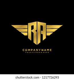 Initial R A wing logo template vector