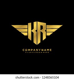 Initial R wing logo template vector