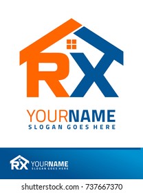 Initial R and X real estate logo template vector