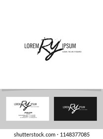 Initial R Y brush logo identity vector template