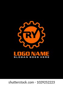 Initial R & Y gear logo template vector