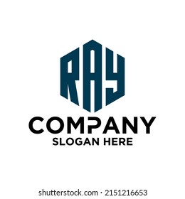 Initial R A Y hexagon logo vector